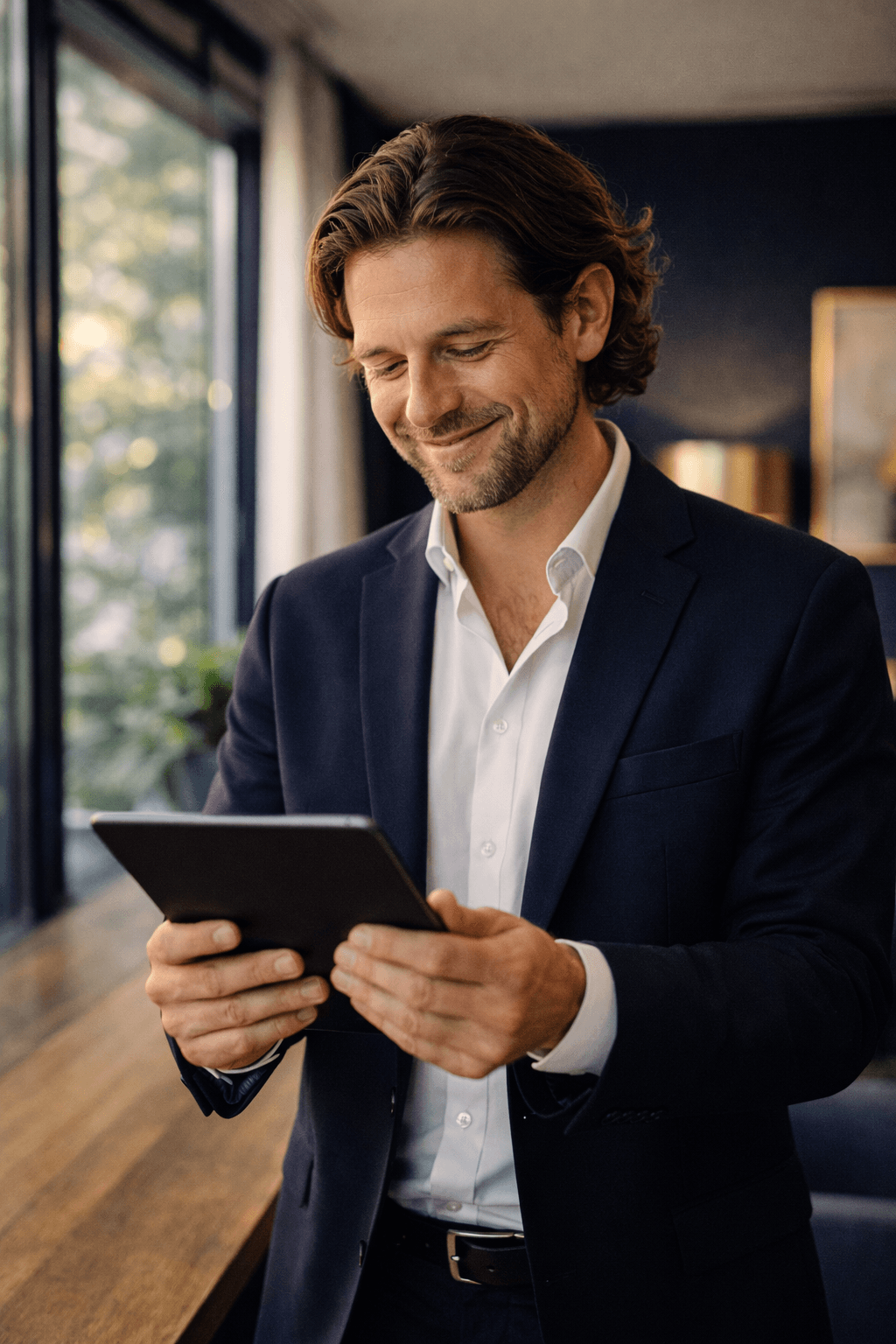 Business professional verifying details